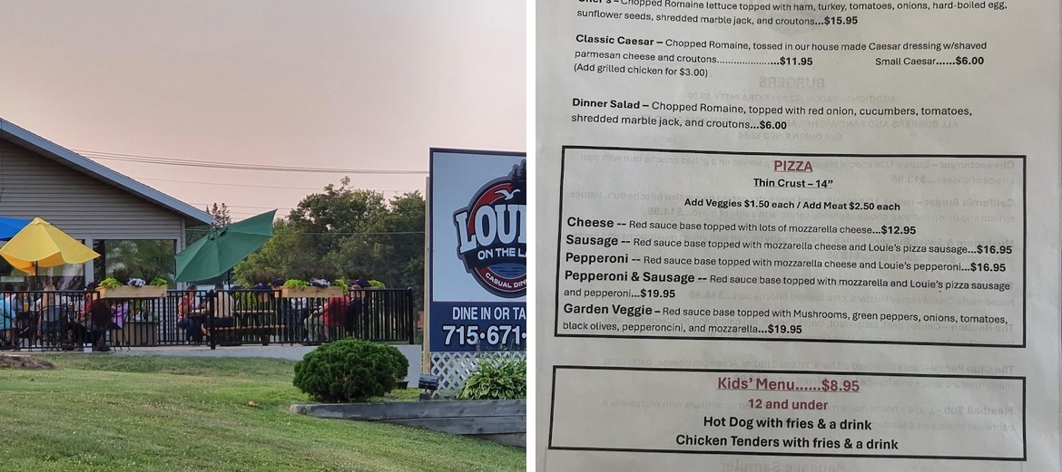 Louie's on the Lake Menu
