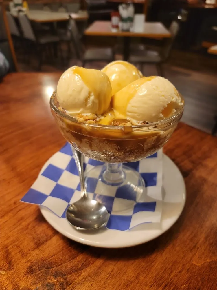 Caramel Custard Bread Pudding Alamode