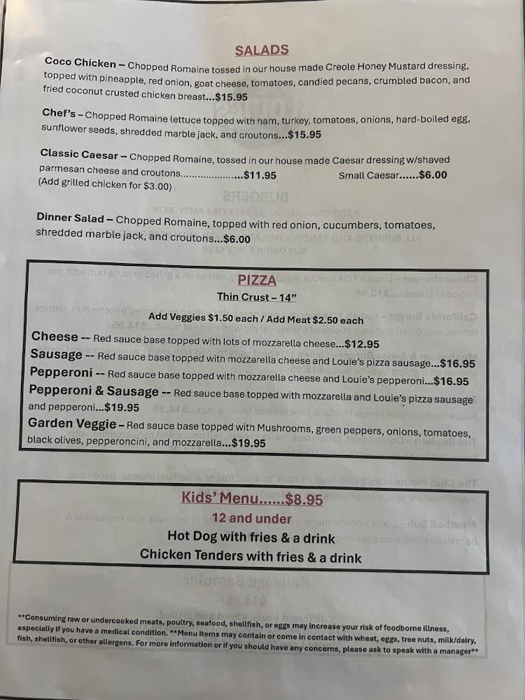 Louie's on the Lake Menu image 1